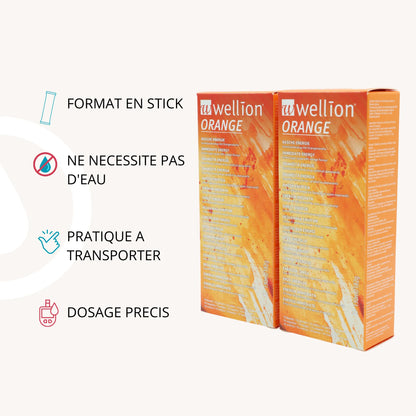 Pack 2 boîtes Wellion – 20 sticks gel de glucose orange | Diab&Care