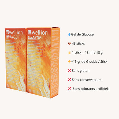 Pack 2 boîtes Wellion – 20 sticks gel de glucose orange | Diab&Care