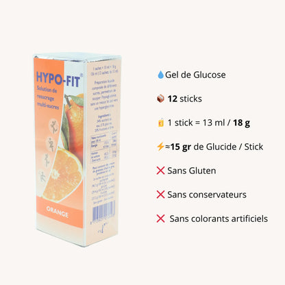Gel de Glucose en Sticks – Hypo-Fit (1 boîte x 12 sticks) | Diab&Care